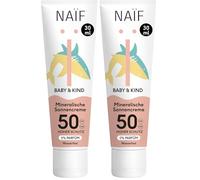 Naïf Crème Solaire Minérale Bébé & Enfant SPF 50 - 0% parfum, sans octocrylène, protection UVA/UVB, résistante à l’eau, testée dermatologiquement, sans microplastiques - 30 ml (Lot de 2)