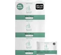 Naïf lingettes humides sans plastique 1296 pièces (24 x 54 lingettes humides) - soin des fesses, du corps et du visage de bébé - 99% d'eau - 0% de parfum et d'alcool