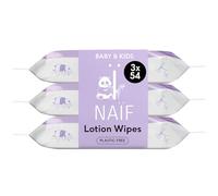 Naïf - Lingettes Lotion Sans Plastique - 162 lingettes (3 x 54 lingettes) - pour bébé et enfant - fesses, corps, visage - type aloe vera et bambou - 0% parfum et alcool