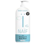 Naïf Shampooing et Gel Douche 2 en 1 pour Bébé et Enfant 0% Parfum - Nettoyage doux sans larmes, sans SLES ni microplastiques, ingrédients naturels, testé dermatologiquement - 500 ml