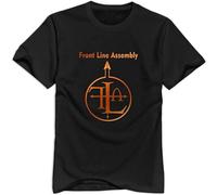 NAIFEN Men's Black Front Line Assembly Logo T Shirt Unisex 100% Cotton Short-Sleeve T-Shirts Black XXL