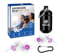 Naiicute Bouchon d'oreille pour Avion 2 Paires -Régule la Pression d'Air, Préviter douleurs auditives et filtre les Bruit Génants, 25dB, Réutilisables Boule Quies pour Enfant12 + Essentiels de Voyage