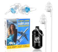 Naiicute Bouchon Oreilles Avion avec Cordon de Sécurité[2 Paires] - Anti pression, Préviter douleurs auditives et filtre les Bruit Génants 25dB, Réutilisables boule quies pour Adultes Enfant 12+
