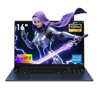 NAIKLULU 16 Pouces Laptop Ordinateur Portable N150 Processor(1,2 à 3,6GHz), RAM 16GB SSD 512GB Pc Portable Notebook Computer, 6000Mah/Clavier Complet Rétroéclairé/Webcam/Touchpad
