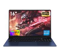 NAIKLULU 16 Pouces Ordinateur Portable Laptop, N150 Processor(1,2 à 3,6GHz), RAM 16GB SSD 1TB Pc Portable Notebook 2025, 13th Gen Twin Lake/6000Mah/Clavier Complet Rétroéclairé/Webcam/Touchpad