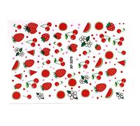 Nail Art autocollants 3D autocollants à ongles autocollants fraise cerise fruits Nail décoration autocollant bricolage manucure décor pour la maison et le salon de manucure (10 feuilles)(XF3270)