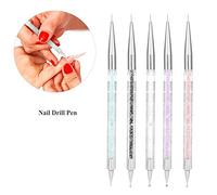 Nail Art Brosses, 5 Pcs Liner Brush Double Têtes Crystal Dotting Manucure Outils Peinture Dot Pen Nail Art Paint Set