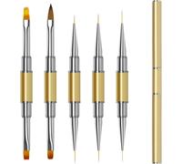 Nail Art Brush Gel Double Ended Professional Nail Art Brush With Double Cap, 5 Pieces 10 Brush Heads Gradient Fine Set For Semi-Permanent Nail Polish Acrylic Construction