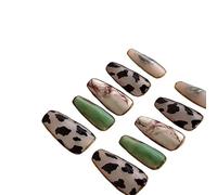 Nail art de tempérament, nail art léopard fait à la main, long patch de faux ongles détachable, produit fini, armure peinte à la main.(M)