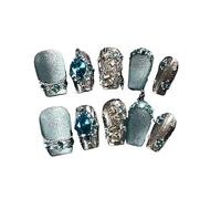 Nail art de tempérament, short pur fait à la main portant un saphir diamant flash fée princesse nail art.(XS)