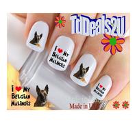 Nail Art Decals WaterSlide Nail Transfers Stickers Race de chien - Malinois belge J'aime mes dcalcomanies pour ongles Malinois belges - Qualit