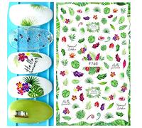 Nail Art Design Nail Art Stickers Été Noix De Coco Ananas Feuille Tropicale Fleurs Roses Dos Colle Ongles Autocollants,F760
