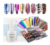 Nail Art Foil Colle Gel 15ML Foil Ongle Colle Tansfert Colle Transfert Gel 50pcs Autocollant de Transfert d'ongle avec Boîte