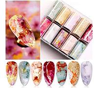 Nail Art Foil Glue Gel Set d'autocollants en papier d'aluminium Pointes de transfert d'ongles Manucure Art Autocollants de bricolage Autocollant de transfert de papier marbre pour ongles Kit