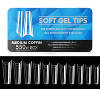 Nail Art Nail Piece Medium and Long Full Set of Transparent Pressure Nail Soaked Soft Gel Nail Tip Extension Professional Acrylic Fake Nails (Cowboy, Taille unique)