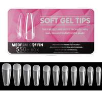 Nail Art Nail Piece Medium and Long Full Set of Transparent Pressure Nail Soaked Soft Gel Nail Tip Extension Professional Acrylic Fake Nails (T givré, Taille unique)