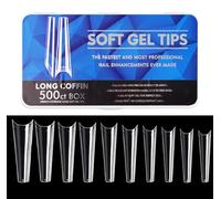 Nail Art Nail Piece Medium and Long Full Set of Transparent Pressure Nail Soaked Soft Gel Nail Tip Extension Professional Acrylic Fake Nails (Denim long, Taille unique)