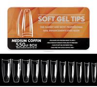 Nail Art Nail Piece Medium and Long Full Set of Transparent Pressure Nail Soaked Soft Gel Nail Tip Extension Professional Acrylic Fake Nails (Arc long, Taille unique)