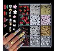 Nail Art papillon 3D avec motifs de cœurs à la fraise, 12 Styles mixtes pour décorations de cœurs mixtes pour fête de mariage