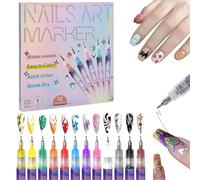 Nail Art Pens - Nail Art Markers for Gel Nails, 12 Colors NailArt Pens Set, NailMarkers for ArtDesign DIY, Waterproof and Quick (1set)