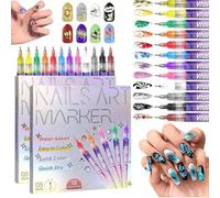 Nail Art Pens Set, 12 Colors Fine Tip Nail Art Markers for Drawing & Detailing, Quick-Dry Nail Polish Pens for DIY Designs (24PC)