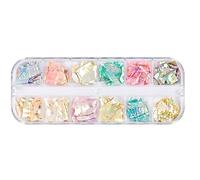 Nail Art pour tranches de coquillages, 12 grilles colorées, ormeau 3D irrégulier pour pièces de paillettes a