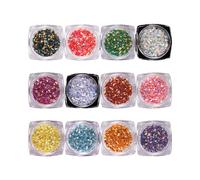 Nail Art Rhombus Sequins Sirène 3D Stickers Scintillants Conseils Manucure Colorés 12 Boîtes