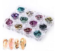 Nail Art Shell Slices, 12 Boxes Colorful Irregular 3D Nail Abalone Slices Nail Art Shell Stones Nail Sequins Decoration