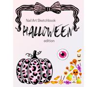 Nail Art Sketchbook - HALLOWEEN edition: Medium length almond nail shape design practice book.