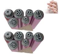 Nail Art Stamp Pen Set, Nail Art Stamp Pen DIY Gel Nail Pens, Stamp Nail Art Tool with 6 Different Patterns, Nail Graffiti Nail Art Dotting Tools, for Women Girls Nail Art (2PCS)