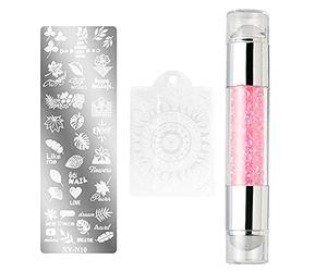 Nail Art Stamping, Tatouage d'Ongles, Outil d'Impression à Ongles, Modèle de Vernis, Faisance Aide, Sceau Moule, Tampon Rose pour Décoration