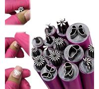 Nail Art Strimp Pen 15pcs Portable DIY Exquis exquis Nail Tampon avec papillons, flocons de neige, fleur