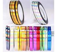 Nail Art Striping Tape Lines Kit 36 pcs 1mm 2mm 3mm Nail Tape Strips for Design DIY Silver Nails Striping Tape, Laser Holographic Nail Rolls Chrome Striping Tape Line