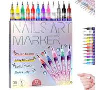 Nail Art, Stylo Nail Art Ongle, Diy Manucure Décoration Dotting Pen, 12 Couleurs Stylos Vernis À Ongles 3d Pour La Peinture, Ongles Outil De Dessin D'art