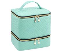 Nail Bag Organizer Case, 2-Layer Nail Kit Organizer, 25x20x19cm/9.84x7.87x7.48 inches Multi-Functional Nails Supplies Storage with Large, Cotton Pads Capacity for Files, Polyester