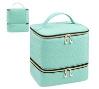 Nail Bag Organizer Case - Travel Nail Kit Organizer | Nâil Storage Bag | Double Layer Quilted Design, Holds 30 Bottles and Lamp, Portable with Handle, for Nâil Tech DIY Home Salon, Black