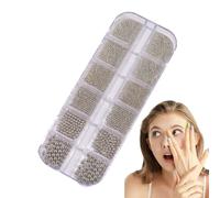 Nail Beads - Charm Accessories, 1 Box Mixed Sizes For 3D Manicure, Gold And Silver Caviar Beads With Round Finish, Jewelry Making Supply, Miniature Steel Balls For Crafts And Decoration