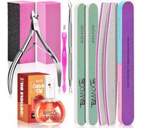 Nail Buffers and Files, TsMADDTs Manicure Tools Kit Nail File Kit with 3PCS Nail Files, 2PCS Nail Buffer Blocks, 2PCS Polishing Nail Buffers,Cuticle Nippers, Cuticle Pusher and Cuticle Oil