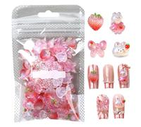 Nail Charm - 100X Nail Bunny Strawberry Bow Charm | Conseils de manucure mignons, décoration d'embellissement pour rencontres, déplacements quotidiens, événements, style confortable