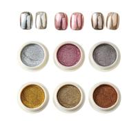 Nail Chrome Powder Set, chrome pour ongles - 6 couleurs paillettes Fingernail Chrome,Poudre de peinture à ongles chatoyante pour le festival, les rencontres, le maquillage, l'Halloween