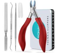 Nail Clippers Set-Ingrown Toenail Treatment And Nail Clippers For Thick Nails,Heavy Duty Professional Nail Clippers For Men/Elderly, Large Nail Scissors (Red)