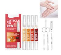 Nail Cuticle Oil Pen Lot de 3 stylos à huile pour ongles avec kit de manucure, stylo coupe-ongles, huile de soin des cuticules, stylo à huile pour soins et réparation des ongles secs et endommagés