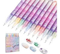 Nail Doodle Pens, Nail Art Pens for Painting Nails, 12 Colors DIY Quick Dry Graffiti Dotting Point Liner Pen for Nails Art Design Manicure Decoration (1 Set)