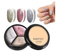 Nail Gel - Magnetic for Glitter Shimmer, Long Lasting High Gloss with Head Magnet Stick, Uv Led Varnish for Home Salon Professional Manicure Art 15ml Soak Off Three Color