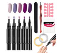 Nail Gel Pen Set - 5X Polish Pens, Multipack Manicure Applicator For Salon Style, Varnish Wand With Shield Layer, Beauty Supply, Lacquer Tool For Patterns, Detailing And Fingertip Decoration