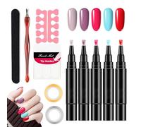 Nail Gel Pens Set for , Gel Polish Manucure Kit, Base and Top Coat Nail Pens, Nail Pen Set for , Gel Base and Top Coat Pens, 5 Gel Polish Set, Easy Application Nail Gel Pens
