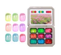 Nail Gel Set, Gradient Paint Colors, Solid Glue Palette, Beginner Art Kit, 9 Color Selection, Salon Travel Use, Women Polish Collection, Artistic Manicure Tool, Easy Application Pot