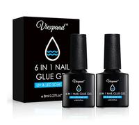 Nail Glue 2PCS 8ml, Colle Faux Ongles 6 in 1 und Primer Gel,Extra Forte pour Vernis Semi Permanent Faux Ongles,Longue Duré Nail Extend Gel,Super Solide Et Durable