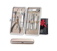 Nail Grooming Kit 12 Pieces - Nail Care Kit for Women Stainless Steel, Professional Hand, Foot & Nail Tools with Luxurious Travel Case. Compact 6x3" (