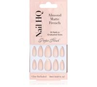 Nail HQ Almond Matte French Faux ongles avec colle incluse 24 pcs